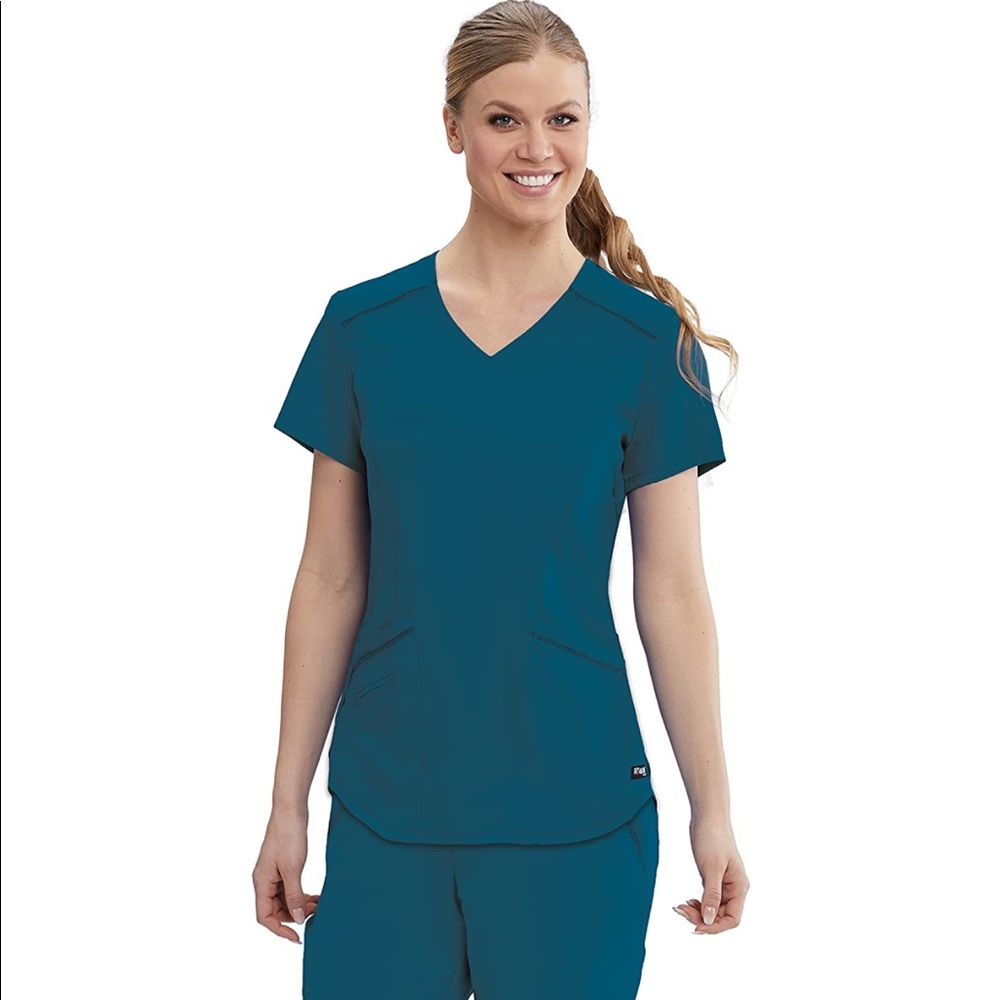 BARCO Grey's Anatomy Women's Avana Top, Easy Care V-Neck Medical Scrub 4 Pockets